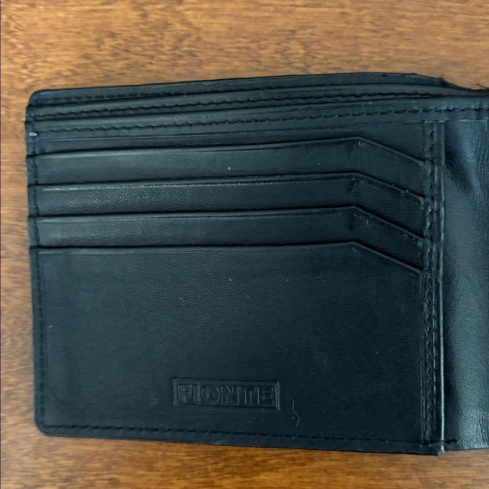 Woven Leather Bi-Fold Wallet in Black